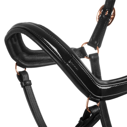 Equestro Polished leather halter with rose gold buckles