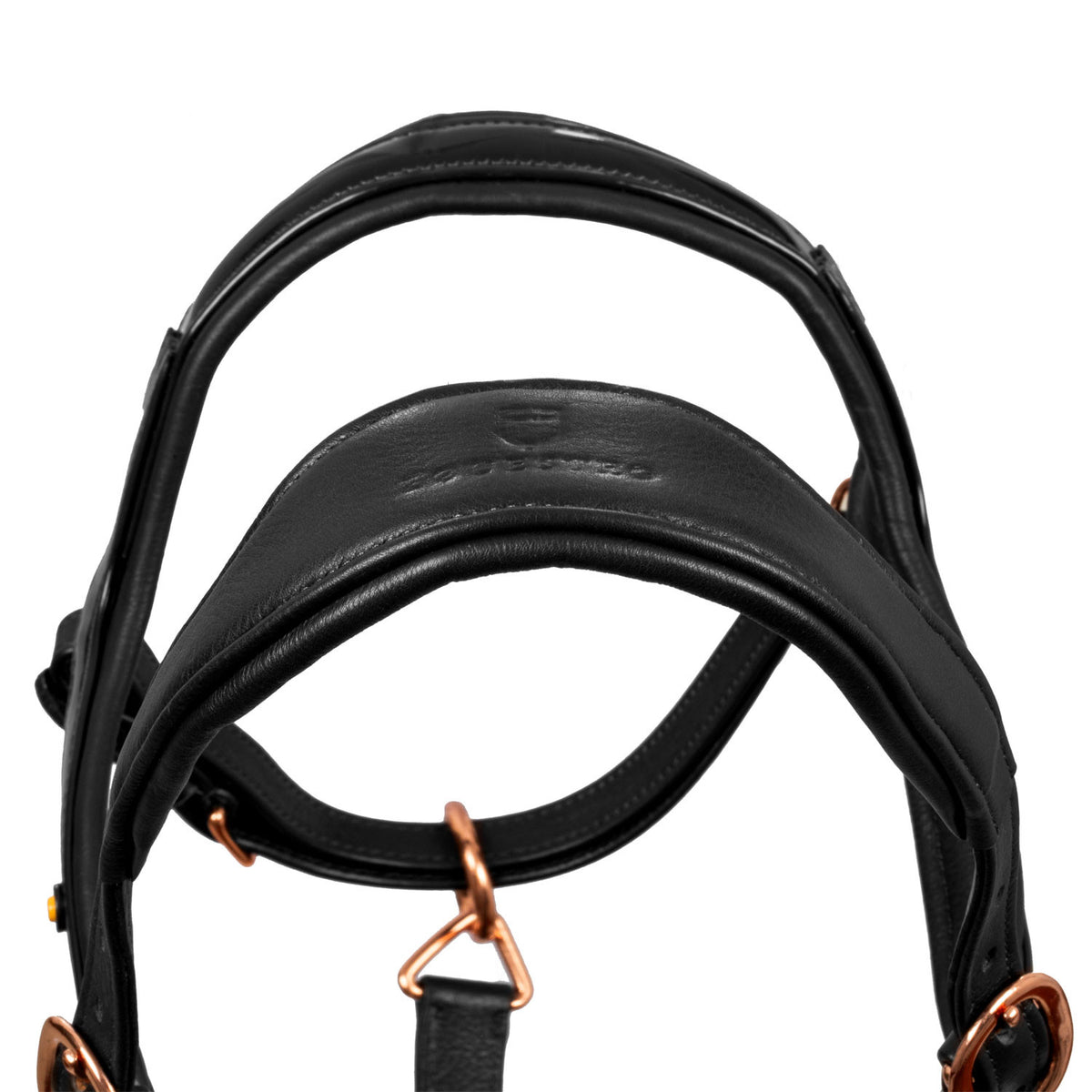 Equestro Polished leather halter with rose gold buckles