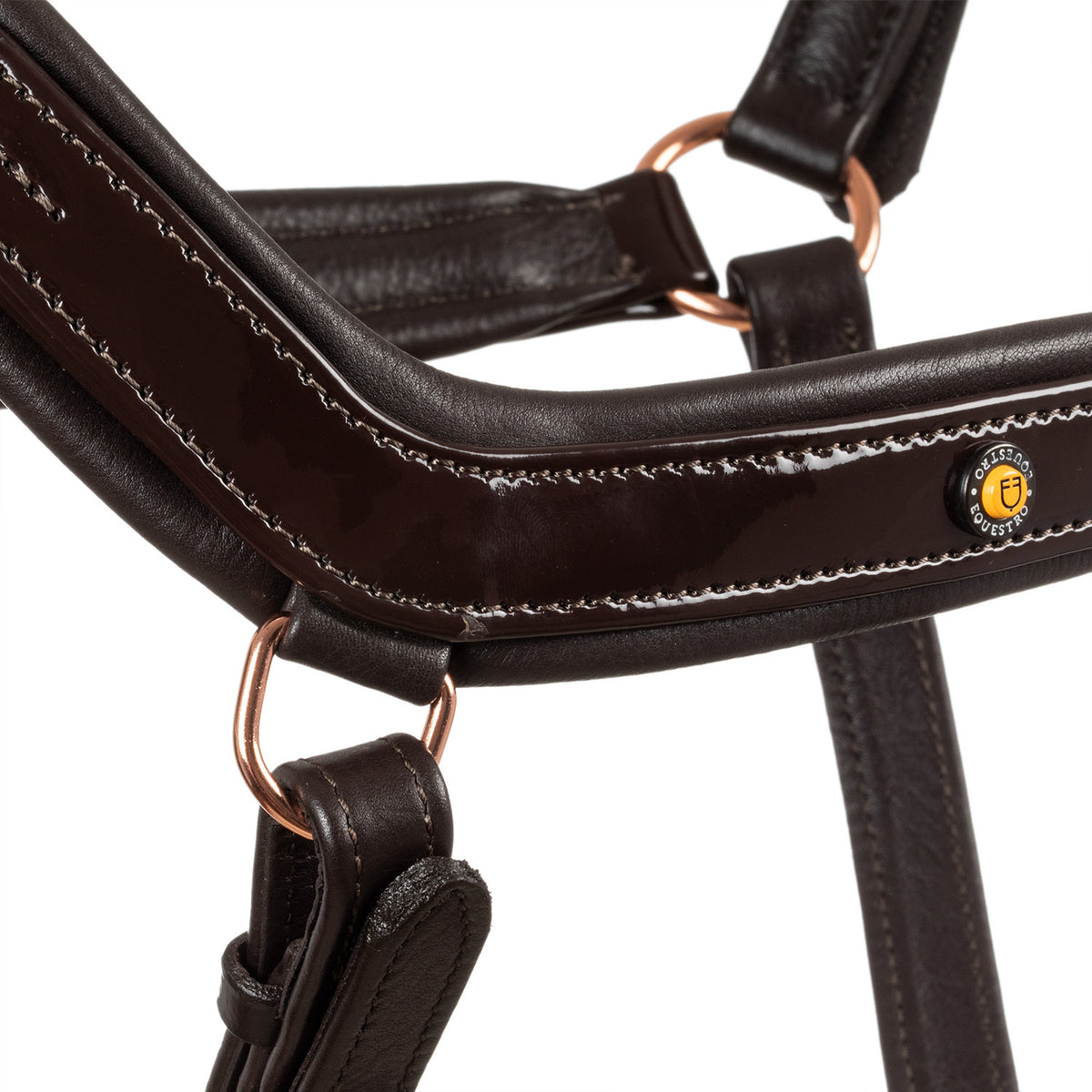 Equestro Polished leather halter with rose gold buckles