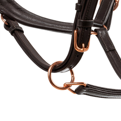 Equestro Polished leather halter with rose gold buckles