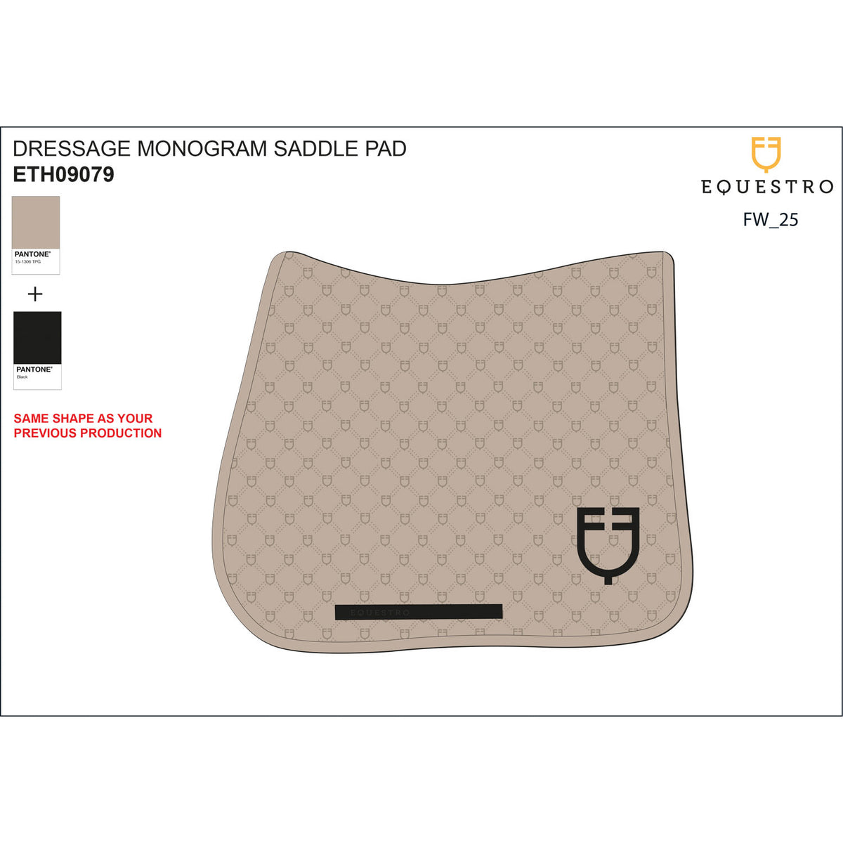 Equestro Dressage saddle pad with monogram print