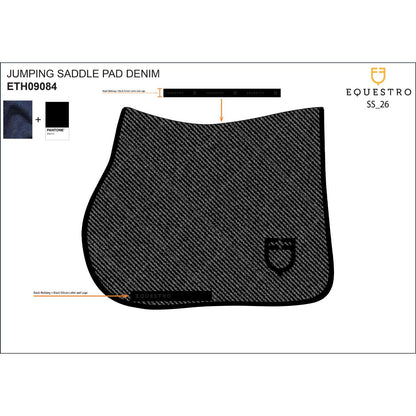 Equestro Jumping saddle pad in denim-effect technical fabric