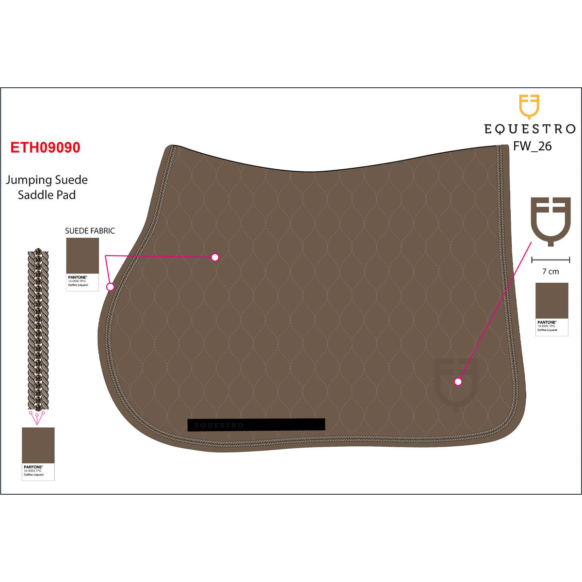 Equestro Suede-effect jumping saddle pad with rhinestones