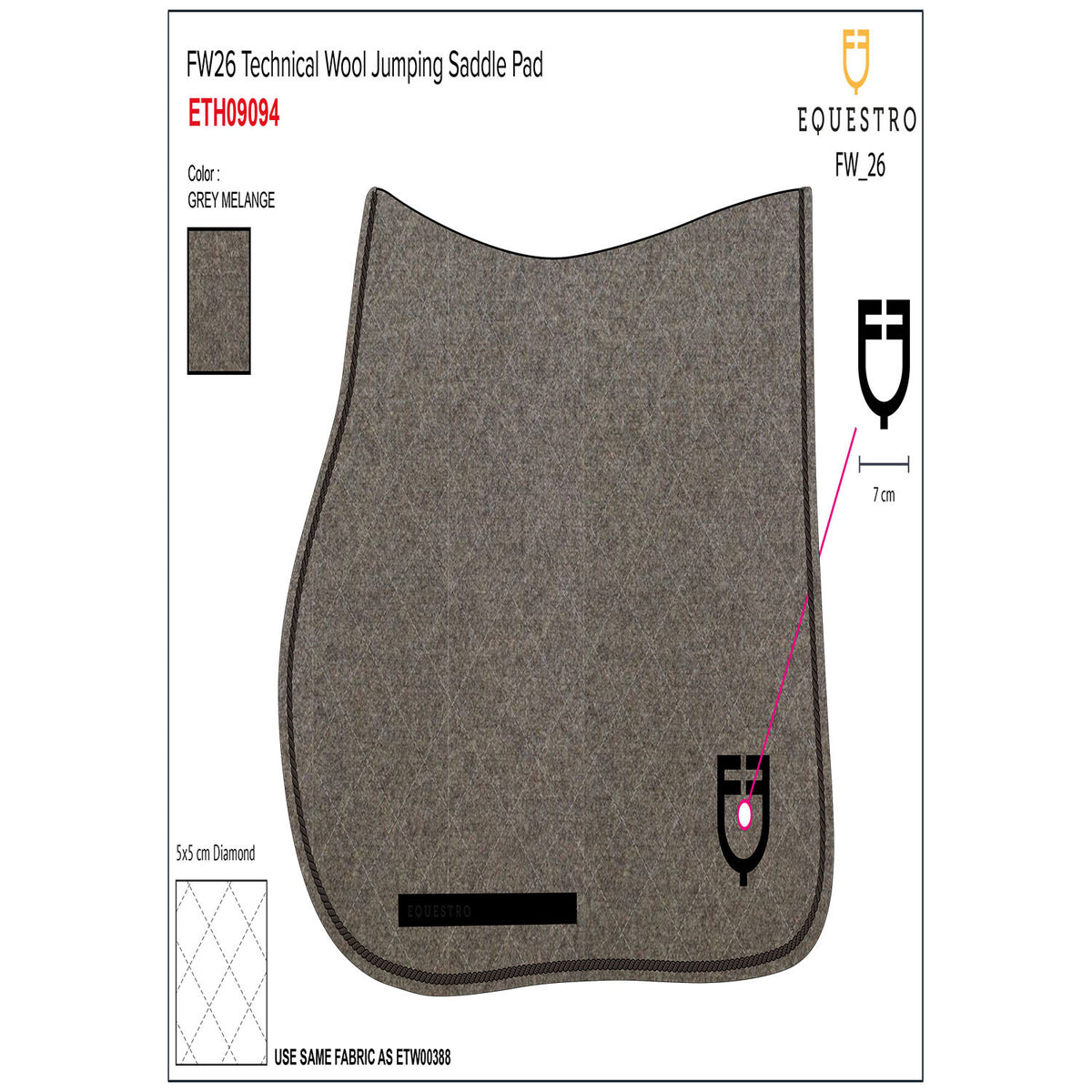 Equestro Jumping saddle pad in technical wool