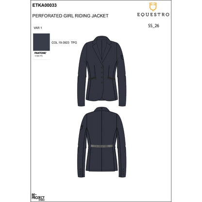 Equestro Girls' three-button competition jacket perforated fabric