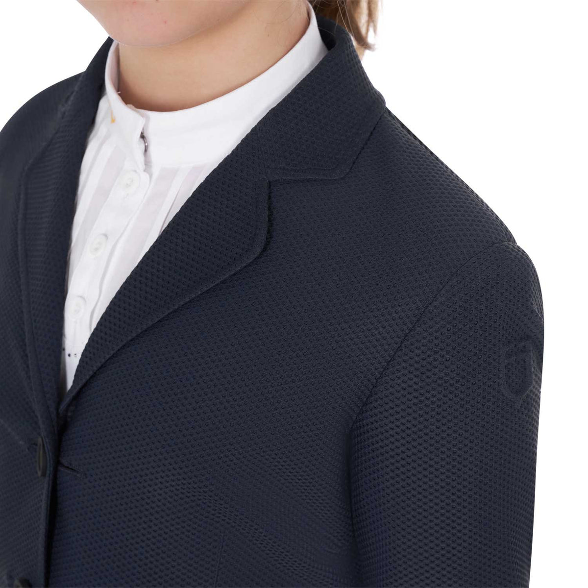 Equestro Girls' three-button competition jacket perforated fabric