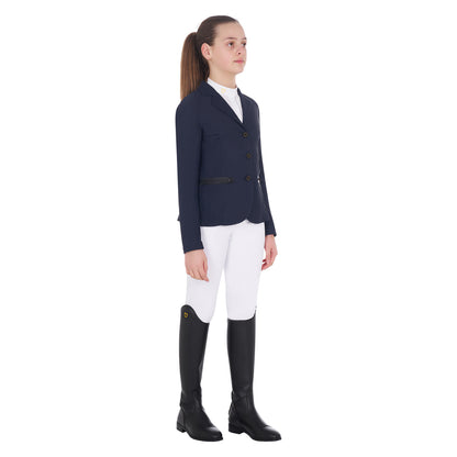 Equestro Girls' three-button competition jacket perforated fabric