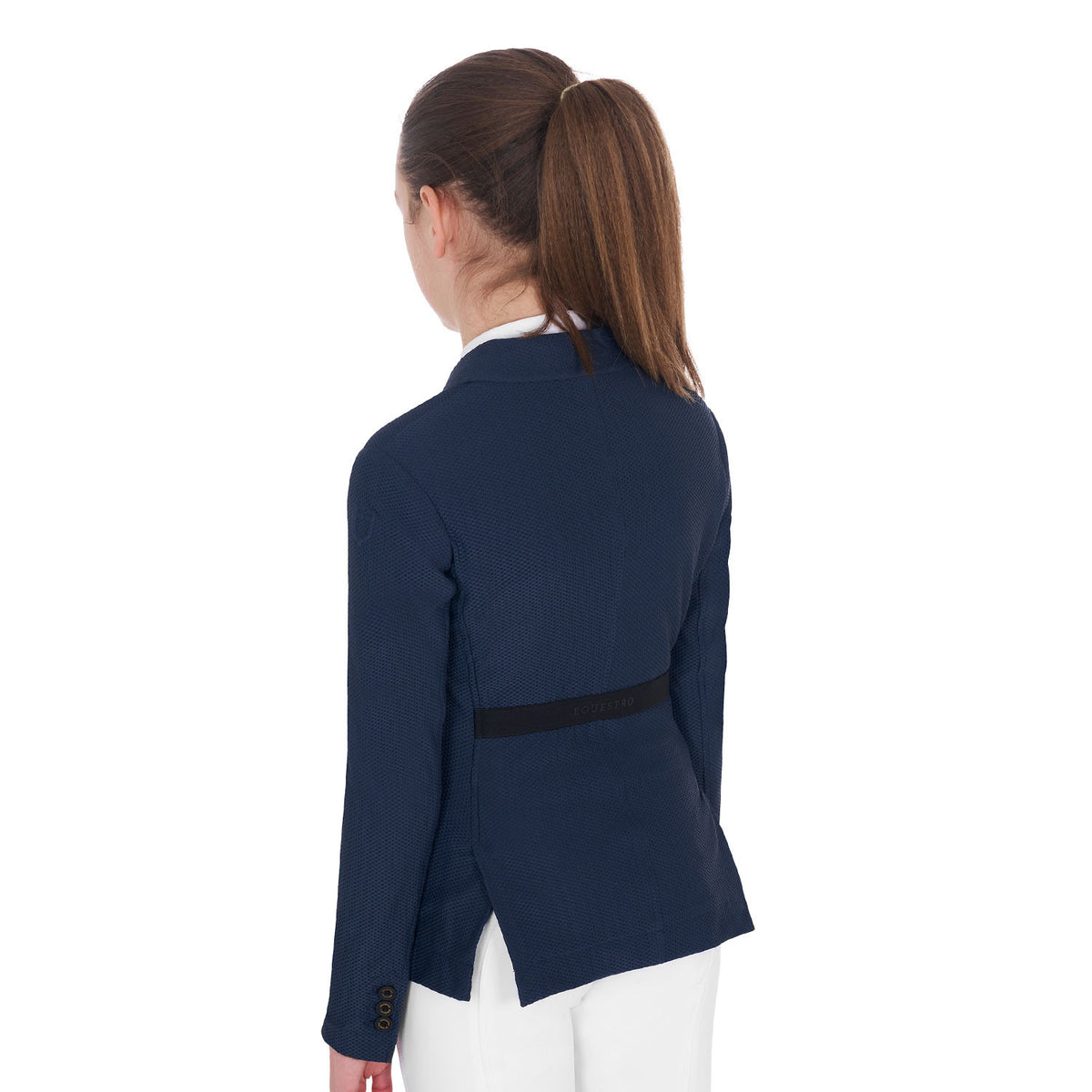 Equestro Girls' three-button competition jacket perforated fabric