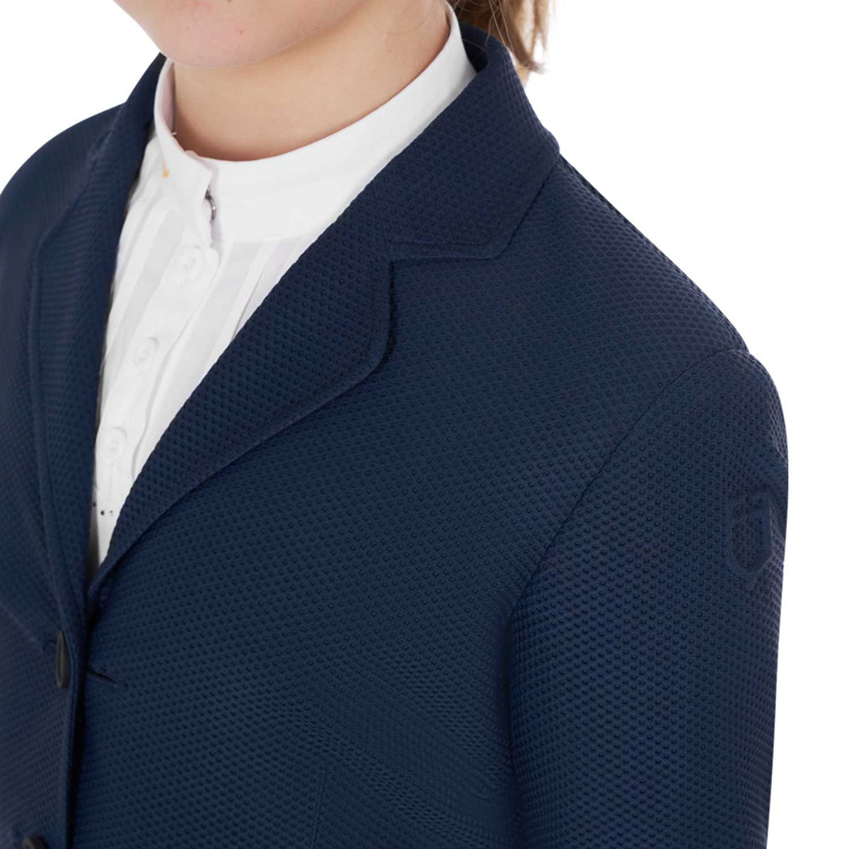 Equestro Girls' three-button competition jacket perforated fabric