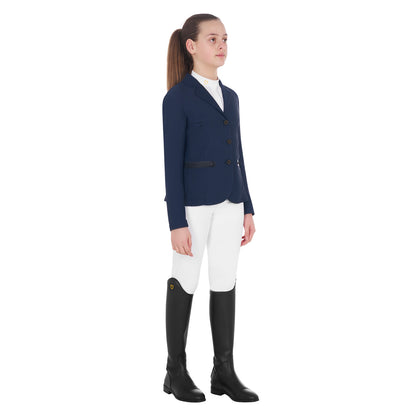 Equestro Girls' three-button competition jacket perforated fabric