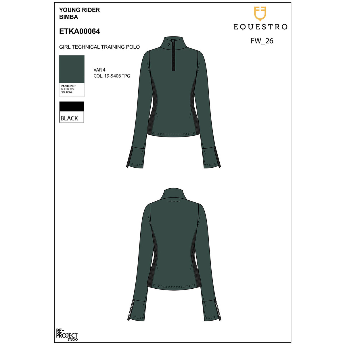 Equestro Girls' long-sleeved training base layer