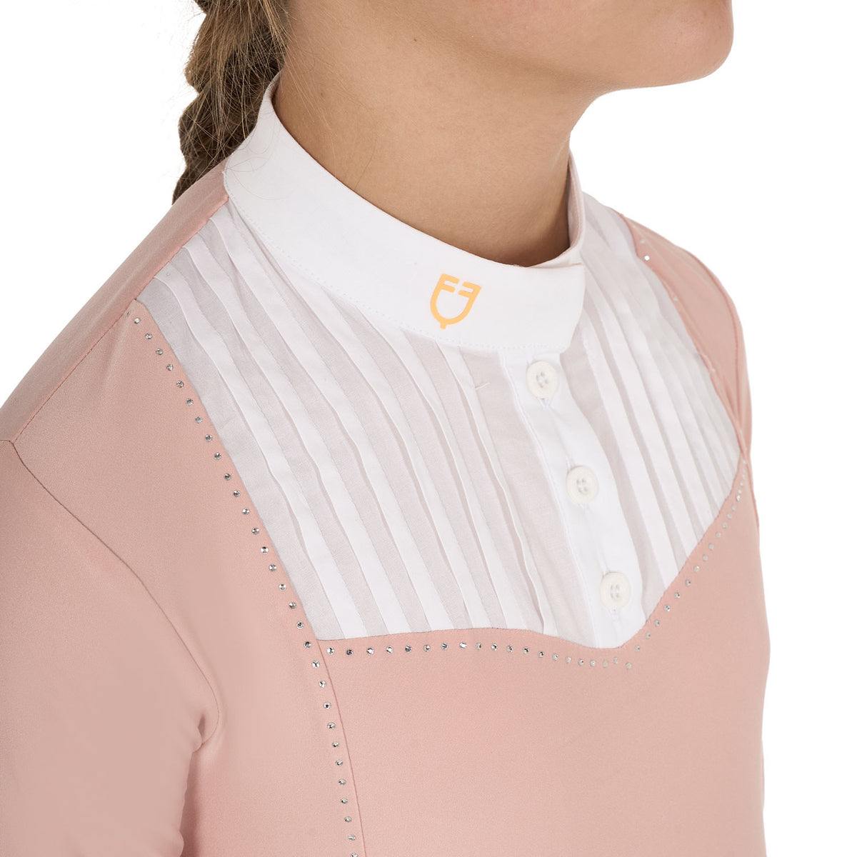 Equestro Girls' slim fit competiton polo shirt rhinestones