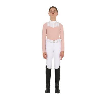 Equestro Girls' slim fit competiton polo shirt rhinestones