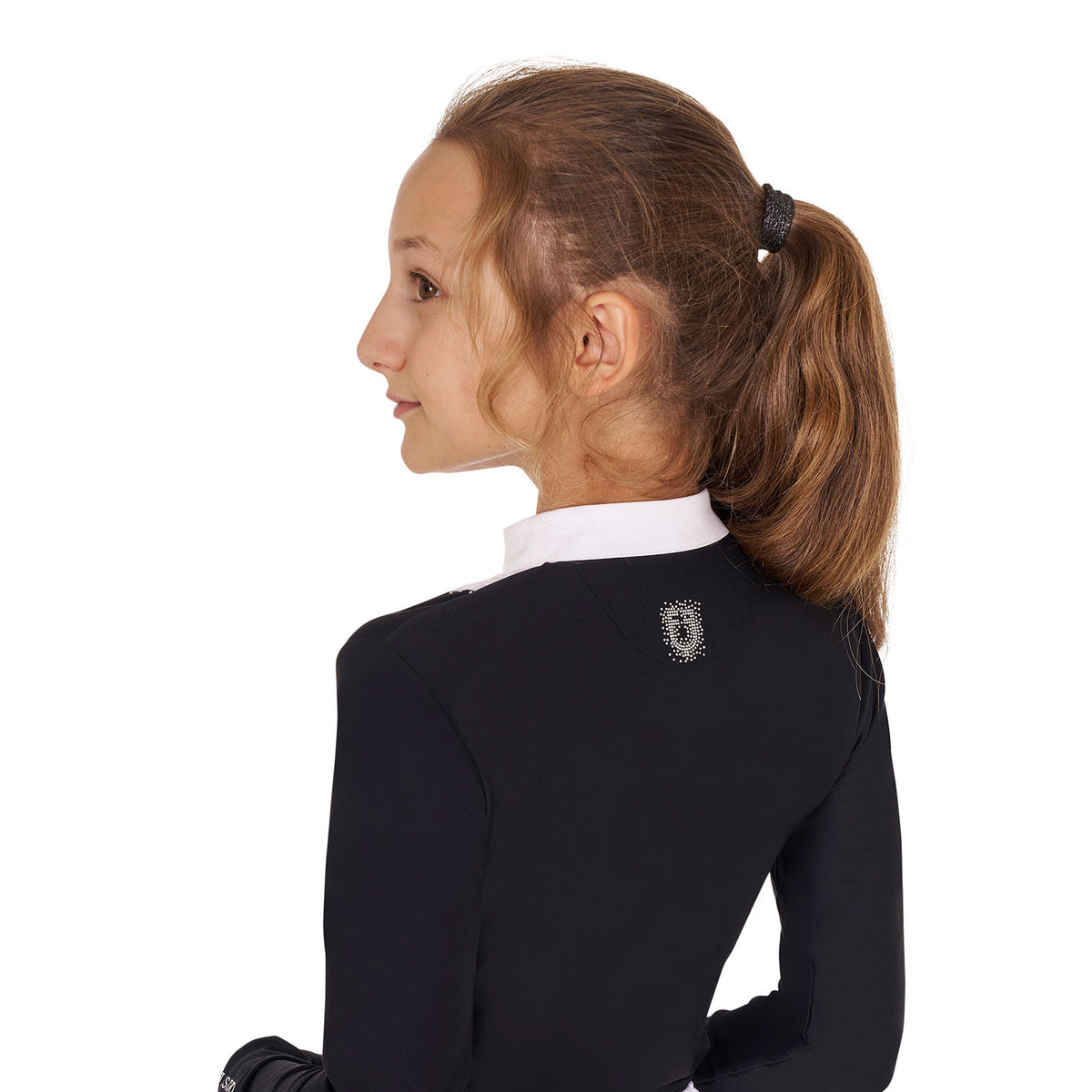 Equestro Girls' slim fit competiton polo shirt rhinestones