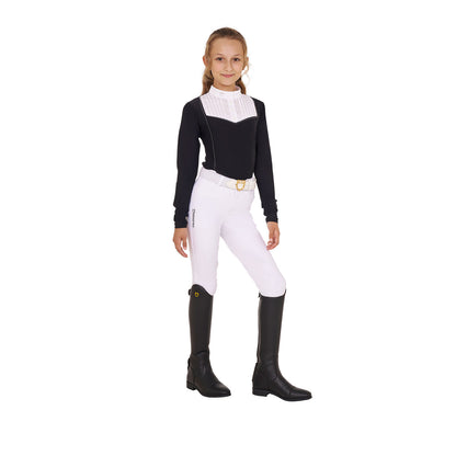 Equestro Girls' slim fit competiton polo shirt rhinestones