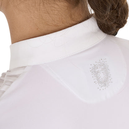Equestro Girls' slim fit competiton polo shirt rhinestones