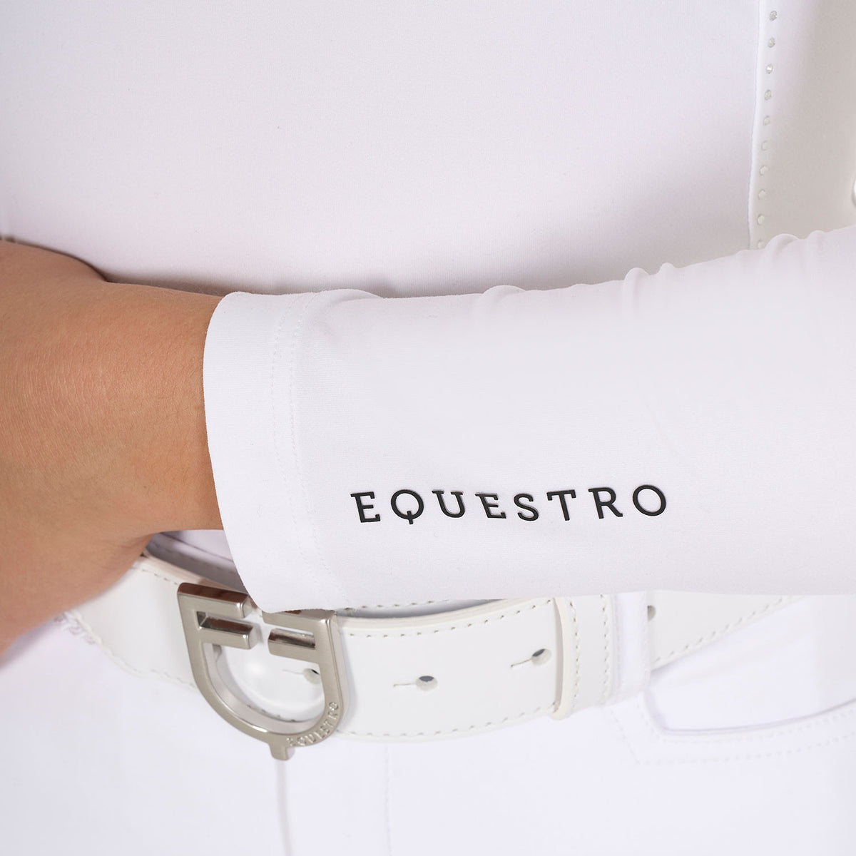 Equestro Girls' slim fit competiton polo shirt rhinestones