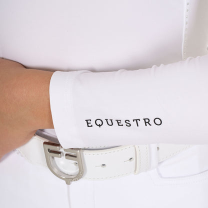 Equestro Girls' slim fit competiton polo shirt rhinestones