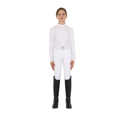 Equestro Girls' slim fit competiton polo shirt rhinestones