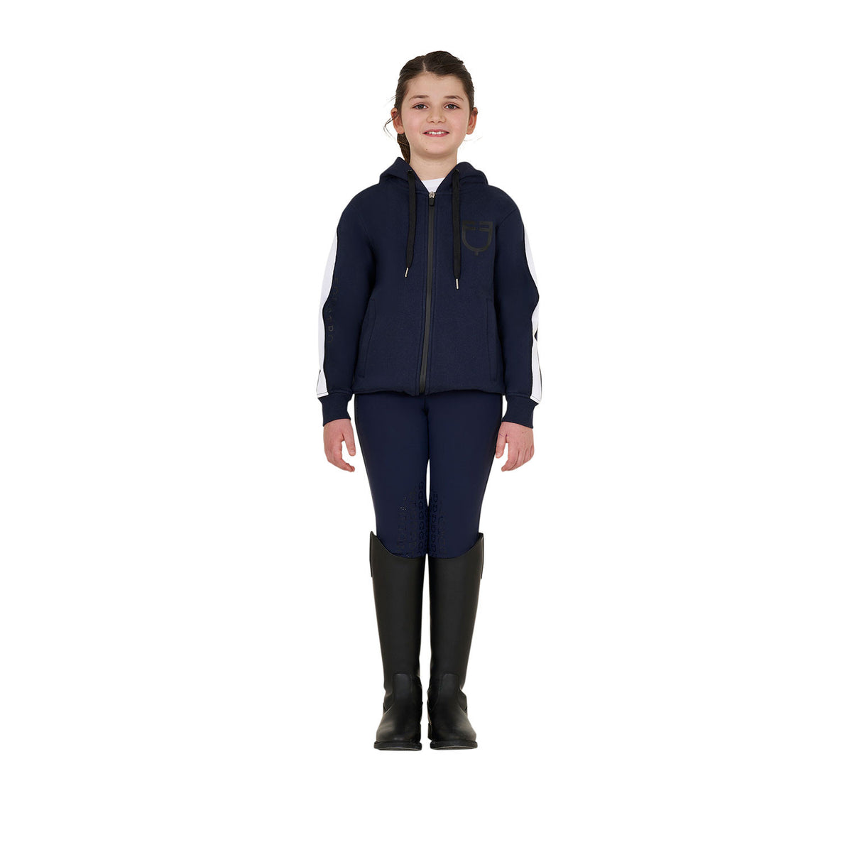 Equestro Girls' cotton hoodie with front zip
