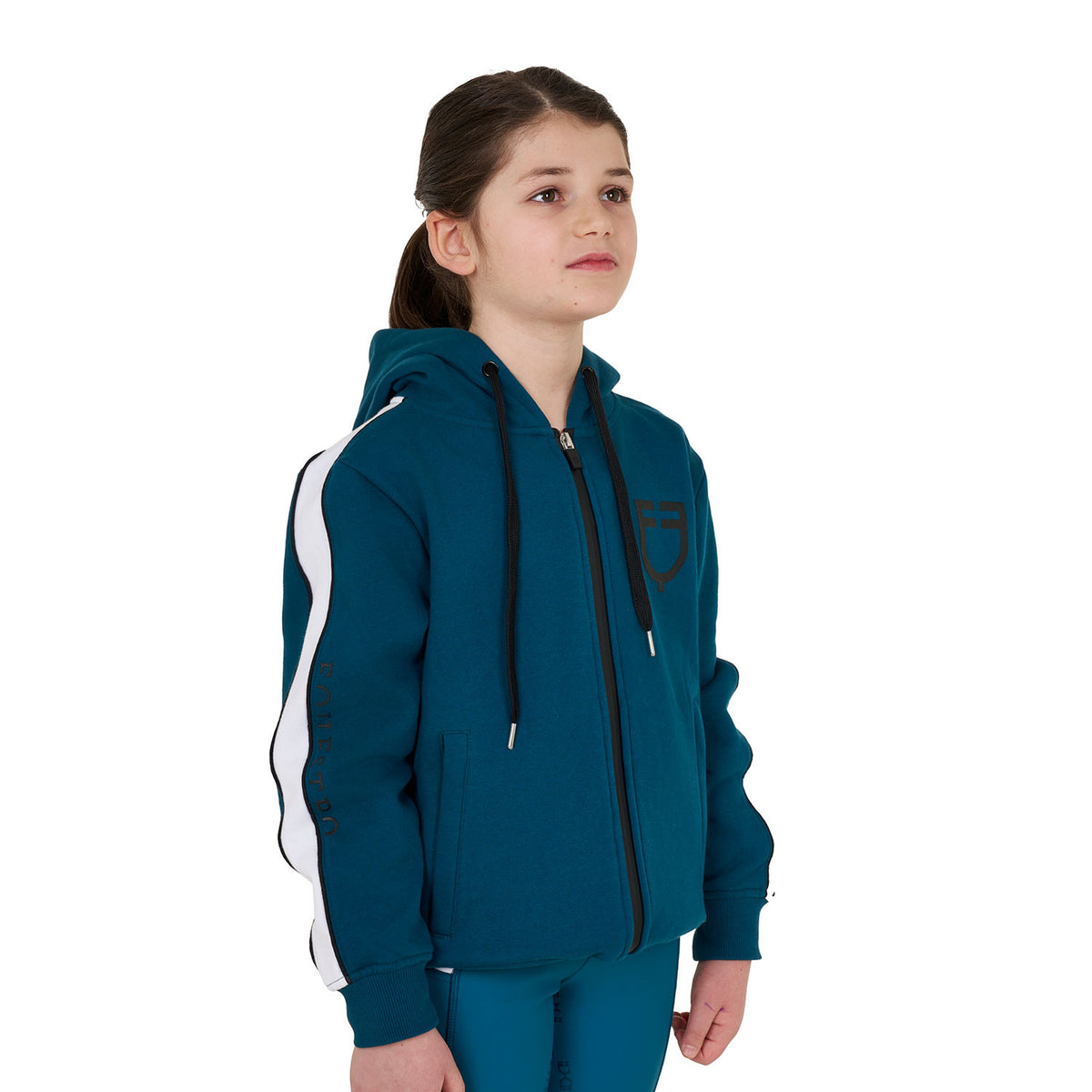 Equestro Girls' cotton hoodie with front zip