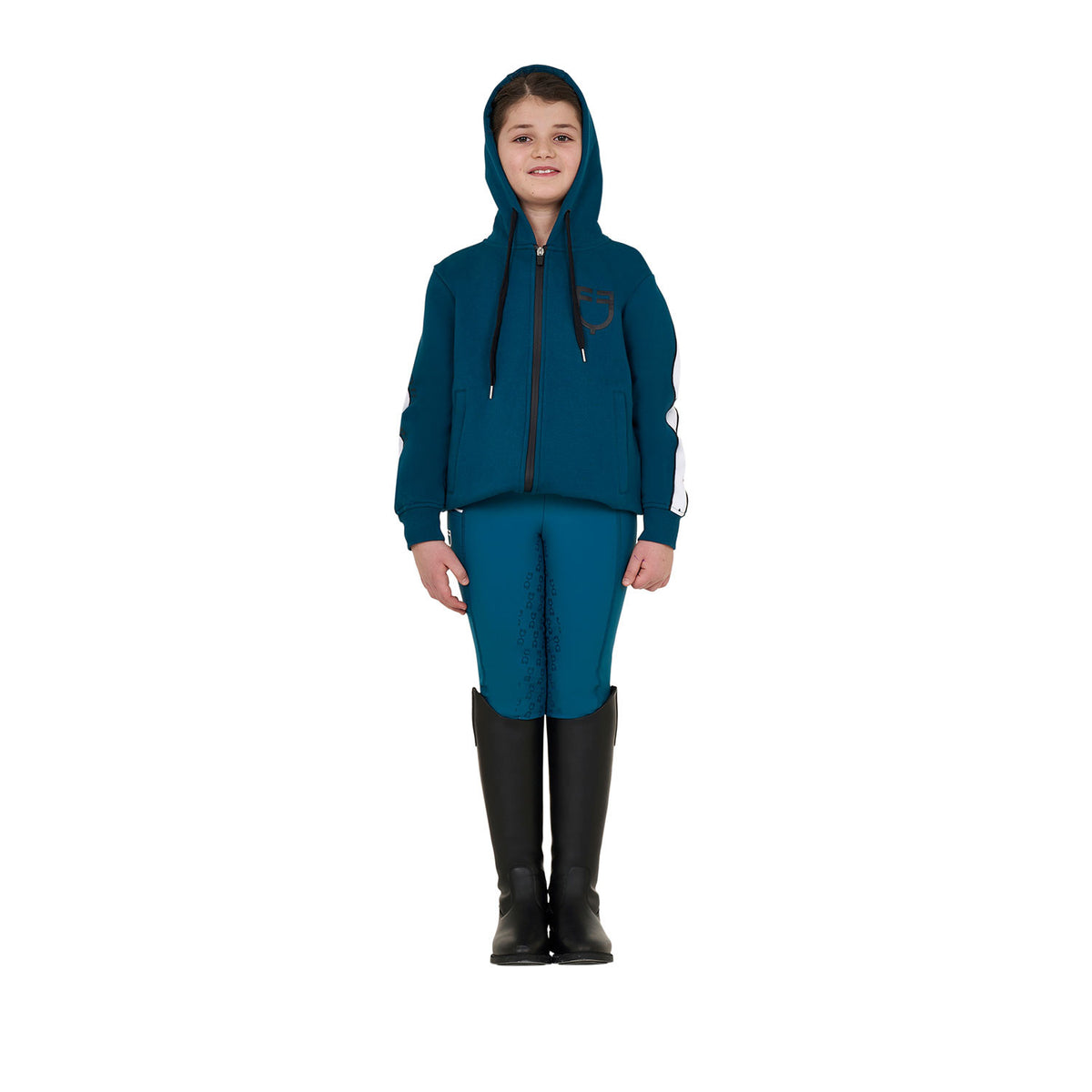 Equestro Girls' cotton hoodie with front zip