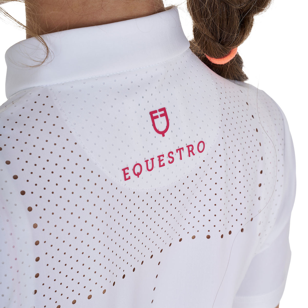 Equestro Girls' slim fit competition polo shirt in perforated fabric