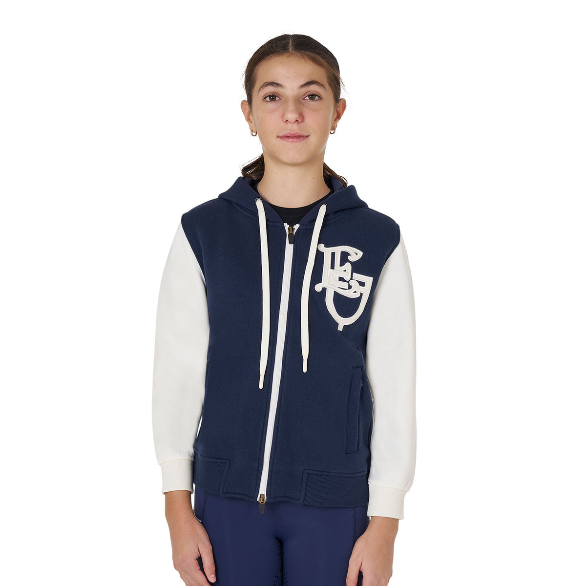 Equestro Girls' EQ two-tone hoodie with front zip