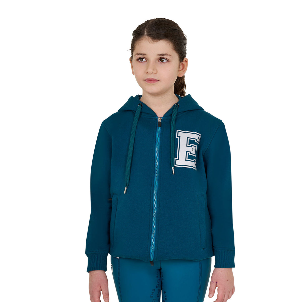 Equestro Girls' institutional hoodie with front zip