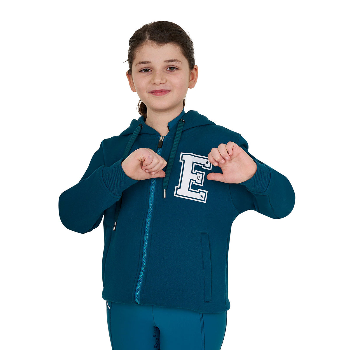 Equestro Girls' institutional hoodie with front zip