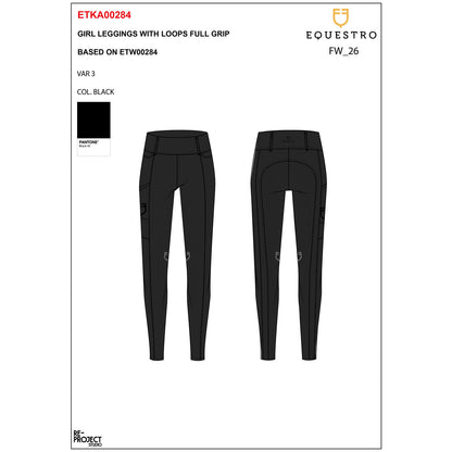 Equestro Girl's high-waisted full grip leggings with belt loops