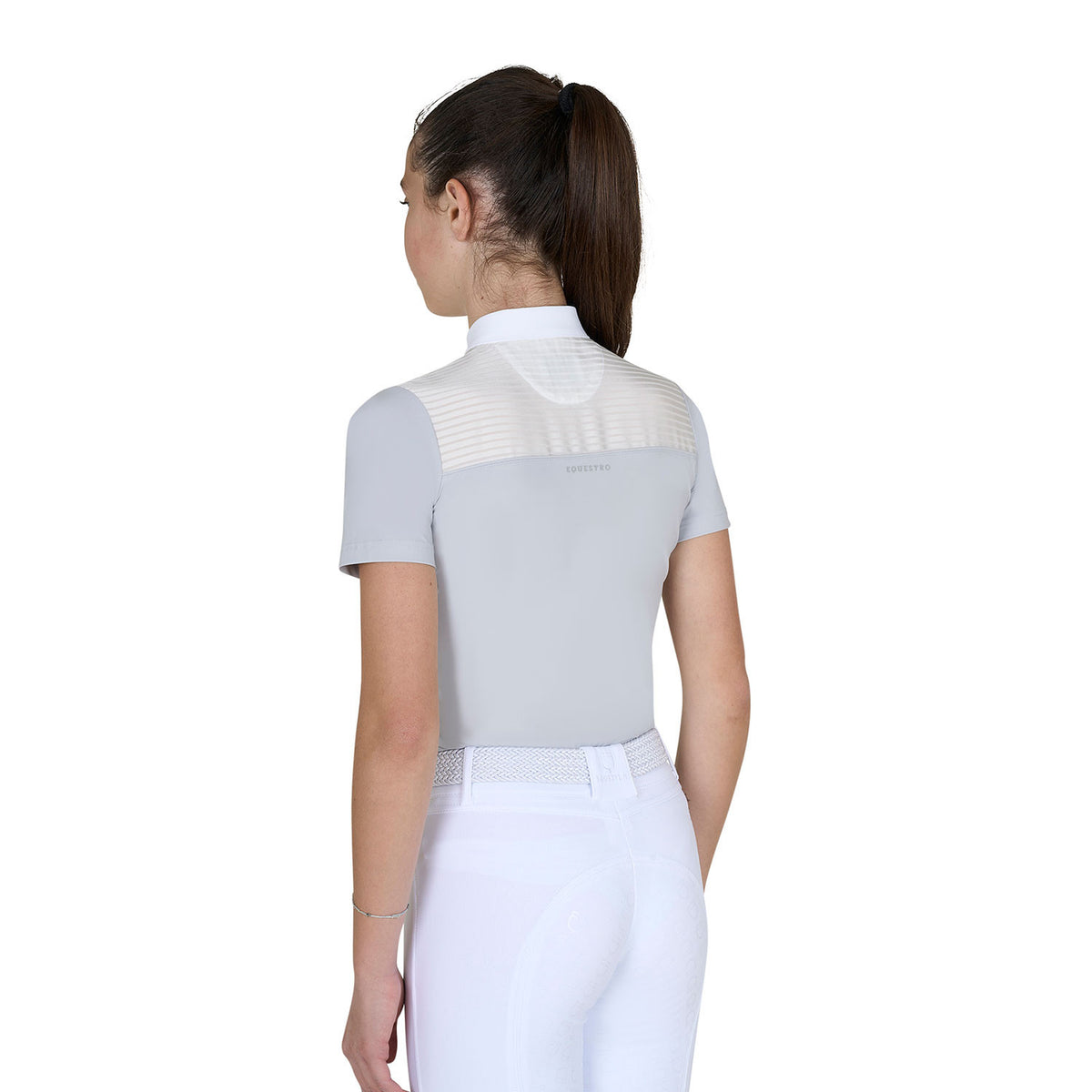 Equestro Girls' slim fit competition polo shirt with silk-like fabric inserts