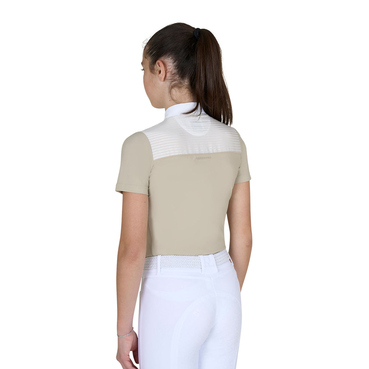 Equestro Girls' slim fit competition polo shirt with silk-like fabric inserts