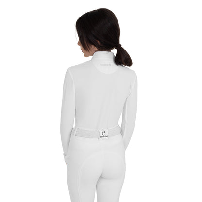 Equestro Girls' long-sleeved competition polo shirt with rhinestones