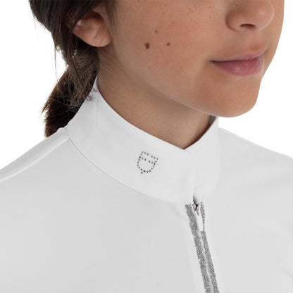 Equestro Girls' long-sleeved competition polo shirt with rhinestones