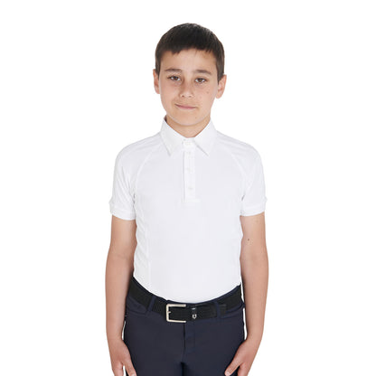 Equestro Boys' slim fit competition polo shirt four-buttons
