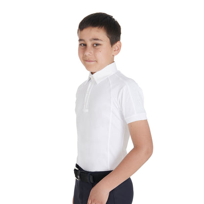 Equestro Boys' slim fit competition polo shirt four-buttons