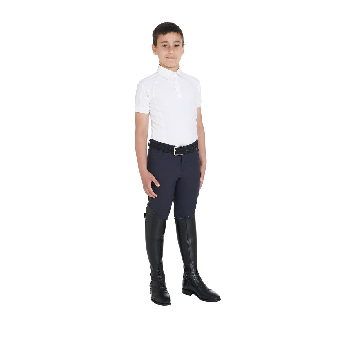 Equestro Boys' slim fit competition polo shirt four-buttons