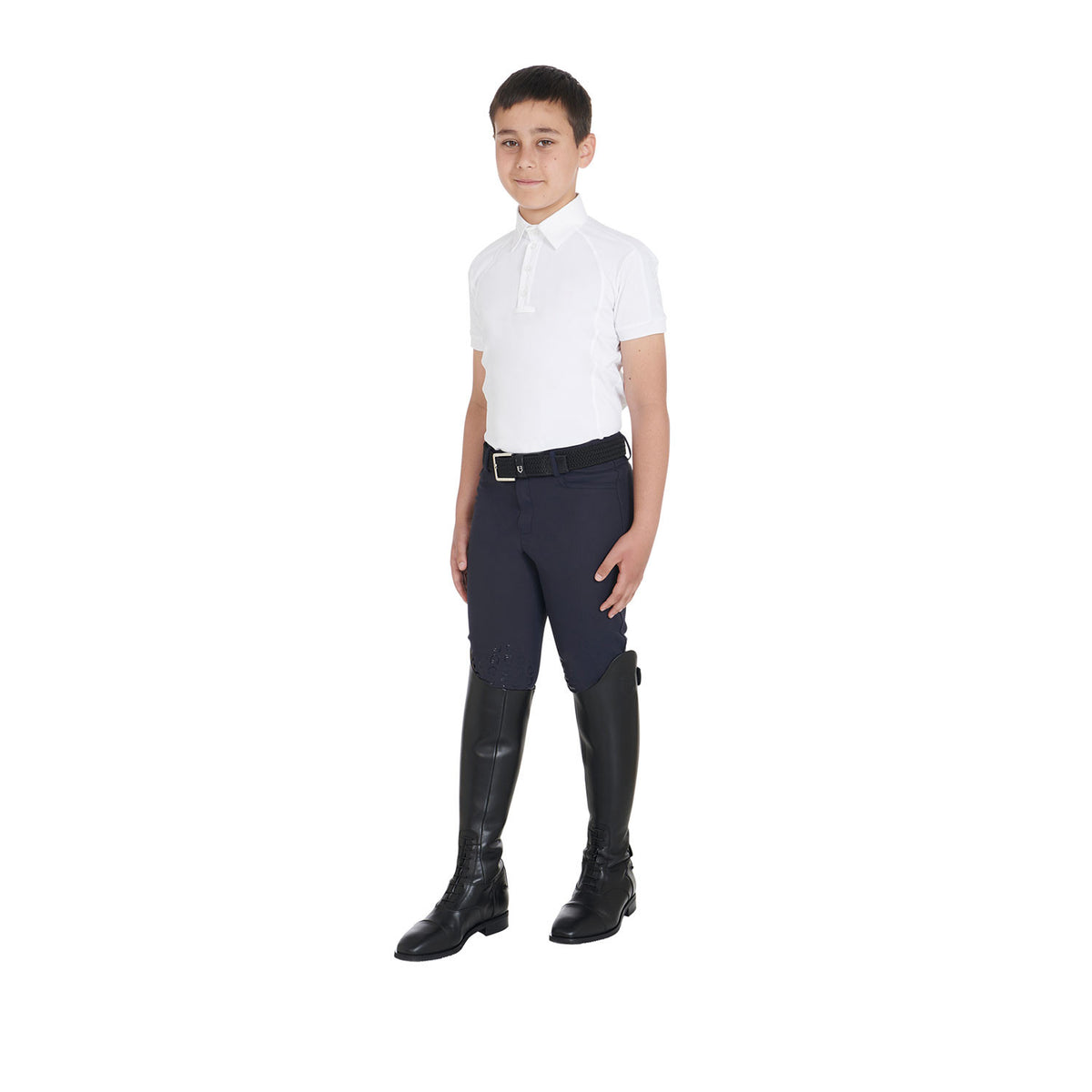 Equestro Boys' slim fit competition polo shirt four-buttons