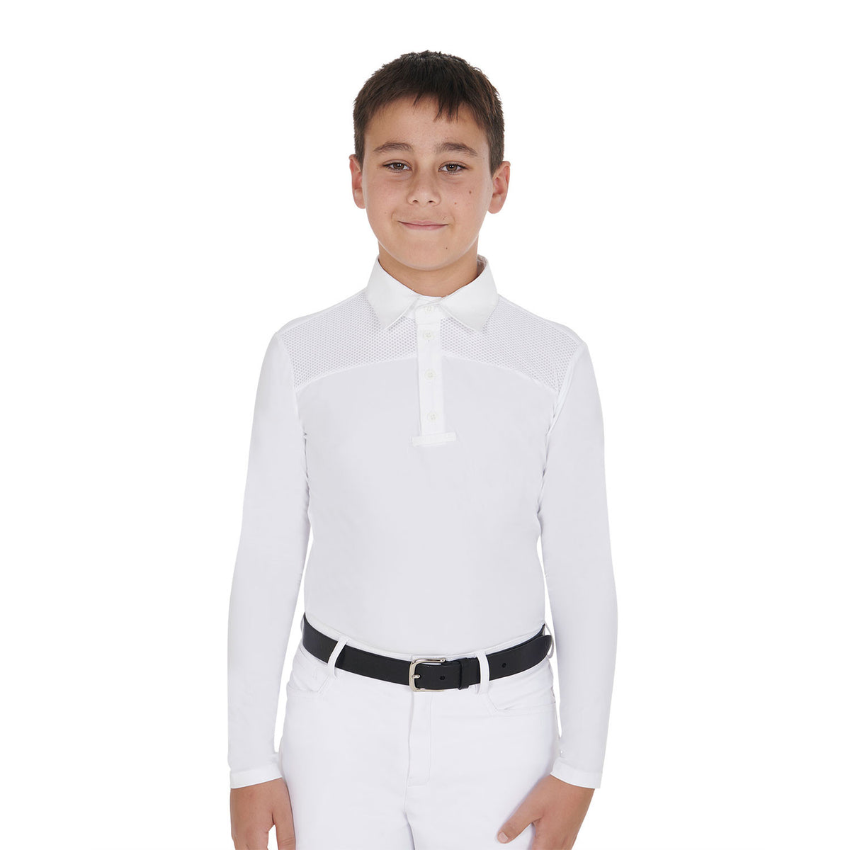 Equestro Boys' long-sleeved polo shirt with buttons