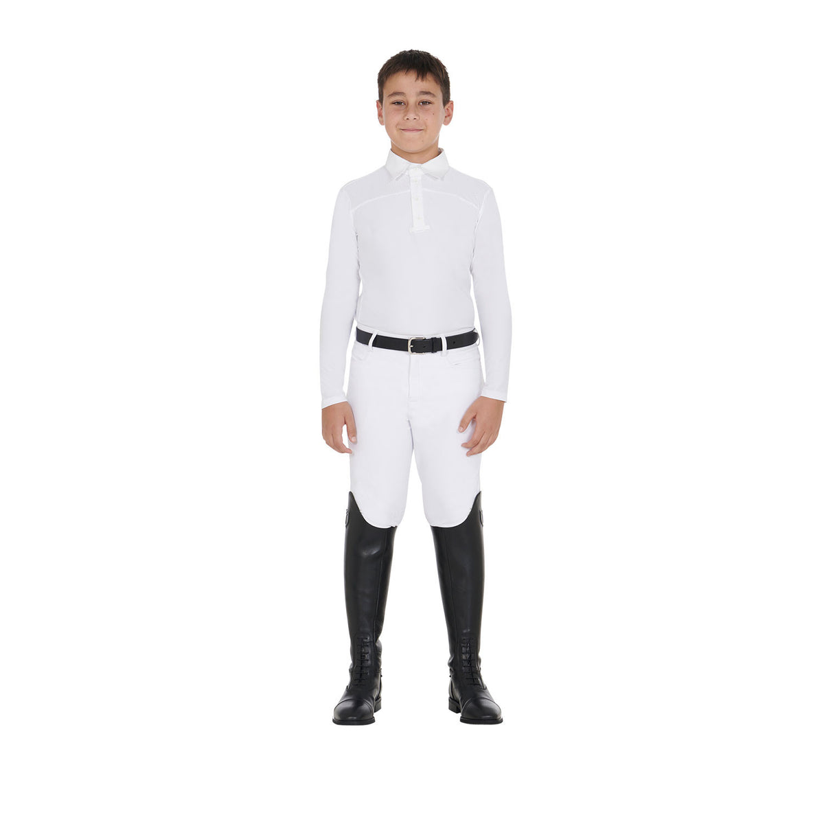 Equestro Boys' long-sleeved polo shirt with buttons