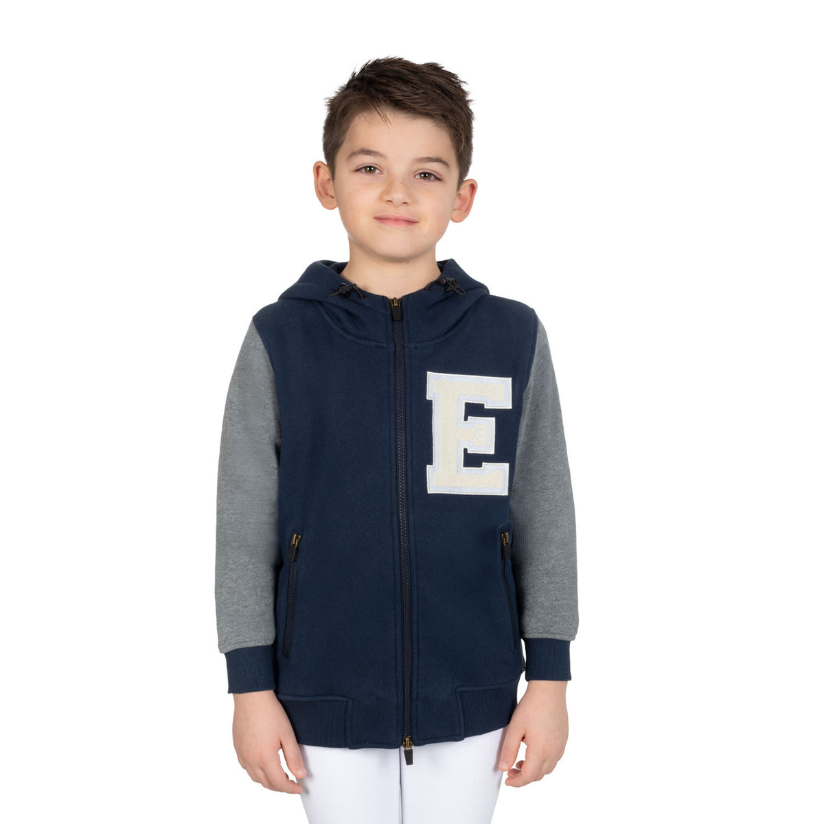Equestro Boys' institutional two-tone hoodie with front zip