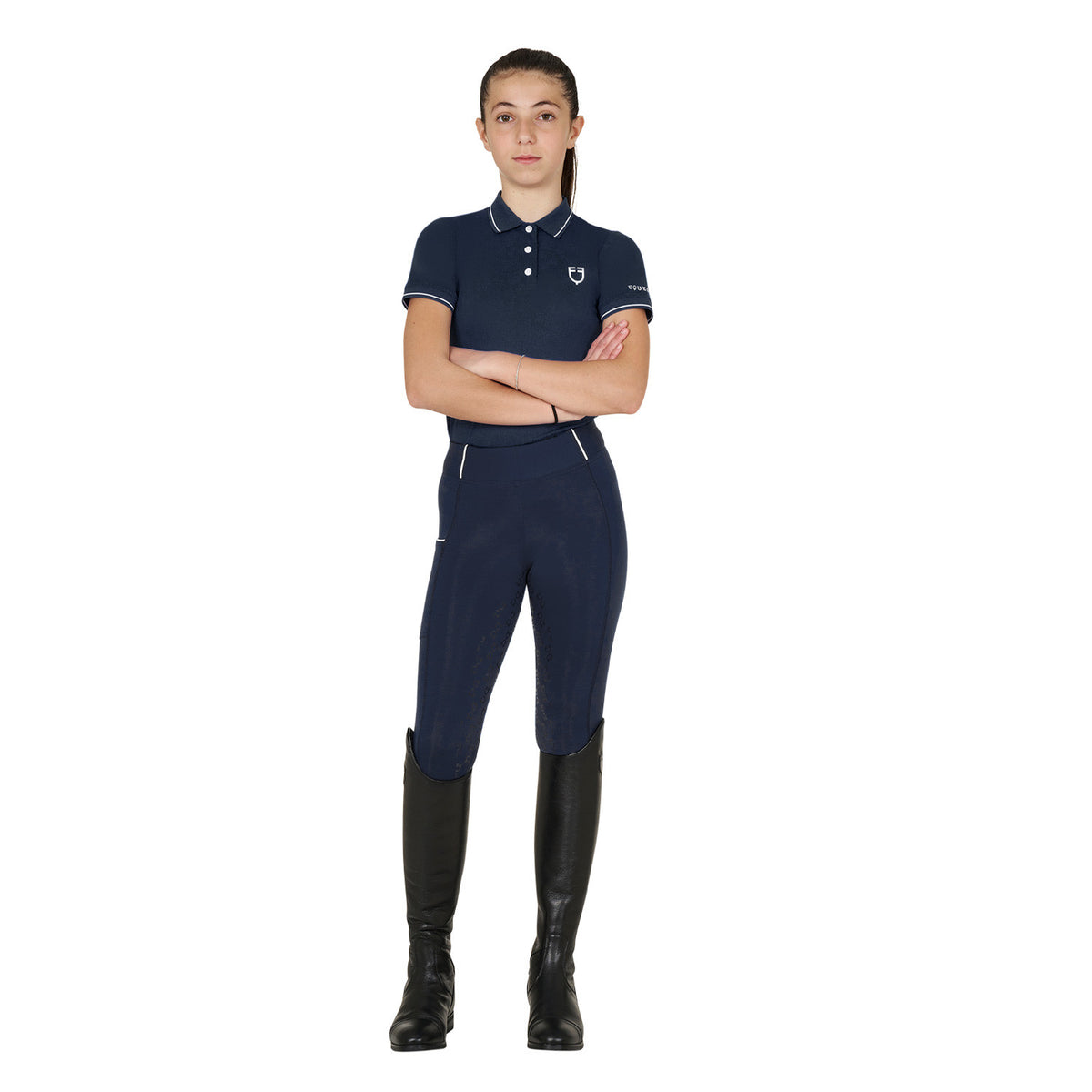Equestro Kids' slim fit polo shirt in antibacterial technical fabric