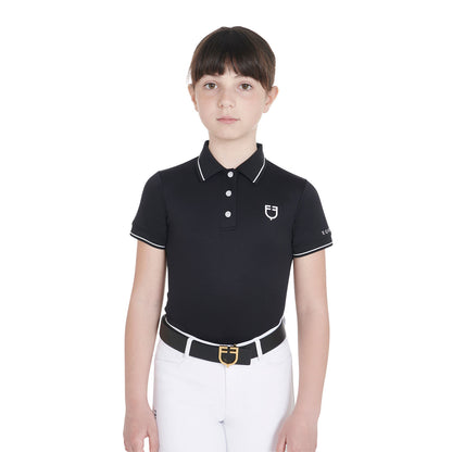 Equestro Kids' slim fit polo shirt in antibacterial technical fabric