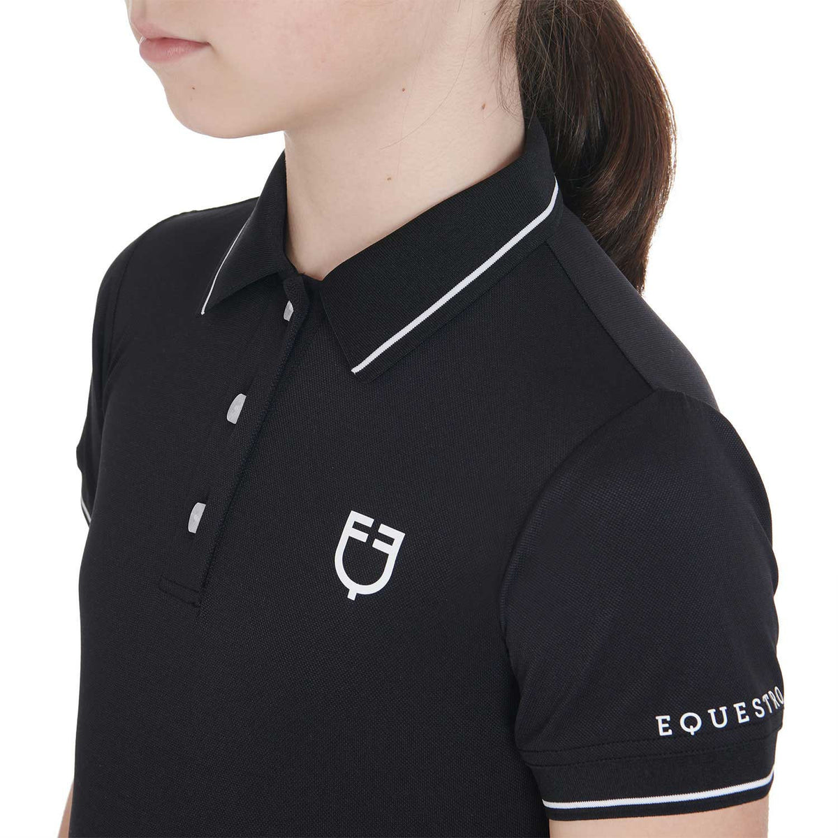 Equestro Kids' slim fit polo shirt in antibacterial technical fabric