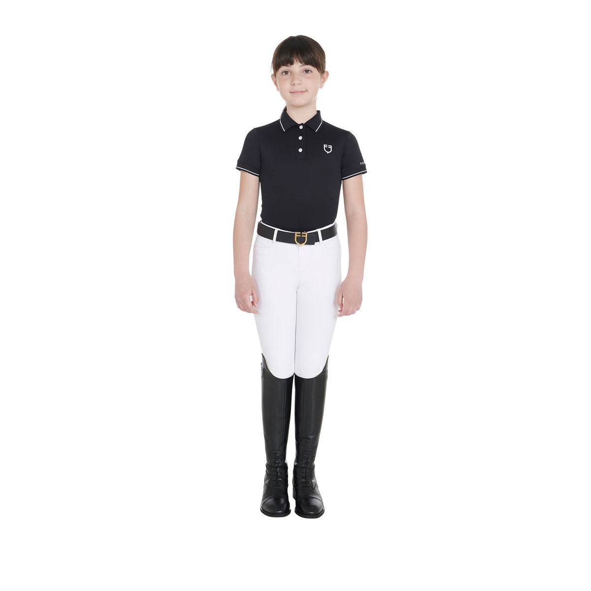 Equestro Kids' slim fit polo shirt in antibacterial technical fabric