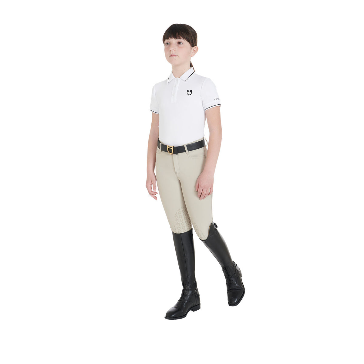 Equestro Kids' slim fit polo shirt in antibacterial technical fabric