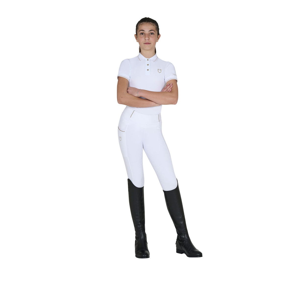 Equestro Kids' slim fit polo shirt in antibacterial technical fabric
