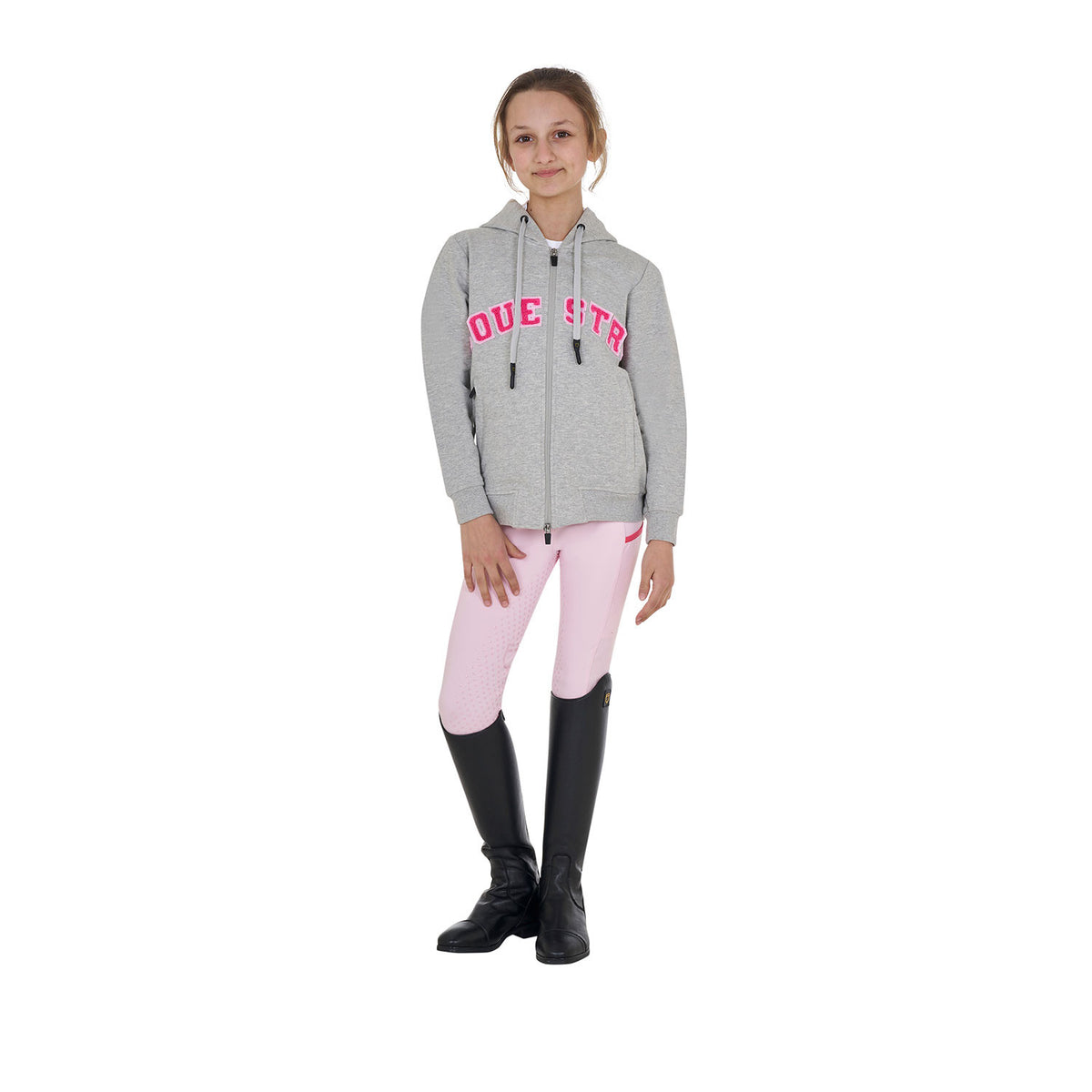 Equestro Kids' hoodie with zip and sponge lettering
