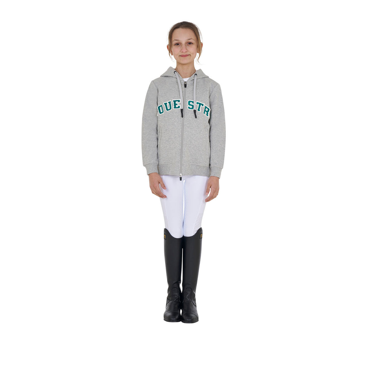 Equestro Kids' hoodie with zip and sponge lettering